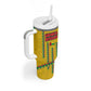Guinea Bissau Tumbler With Handle Yellow Tribal Geometric Design and National Flag - African Pride