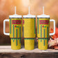 Guinea Bissau Tumbler With Handle Yellow Tribal Geometric Design and National Flag - African Pride