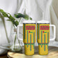 Guinea Bissau Tumbler With Handle Yellow Tribal Geometric Design and National Flag - African Pride
