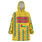 Guinea Bissau Wearable Blanket Hoodie Yellow Tribal Geometric Design and National Flag - African Pride