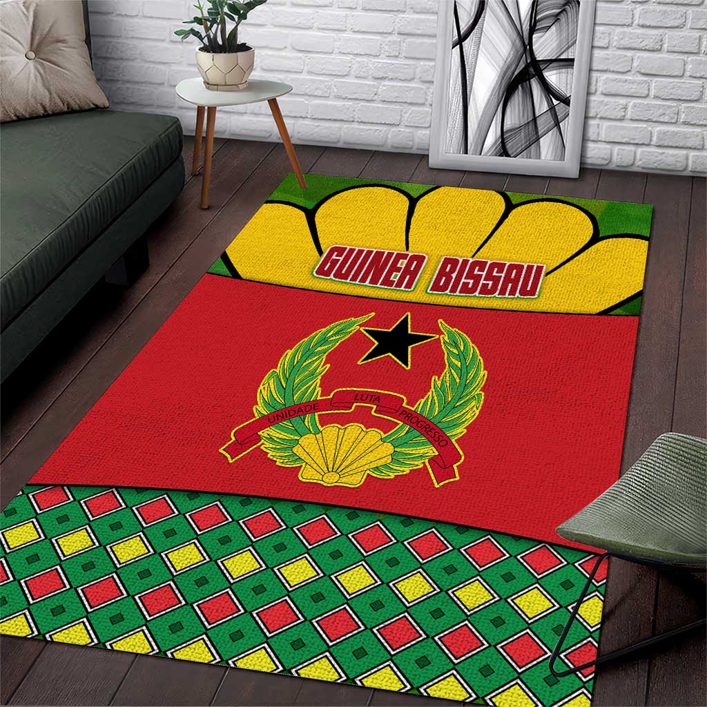 Guinea Bissau Area Rug Red Yellow Green Geometric - African Pride
