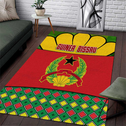 Guinea Bissau Area Rug Red Yellow Green Geometric - African Pride