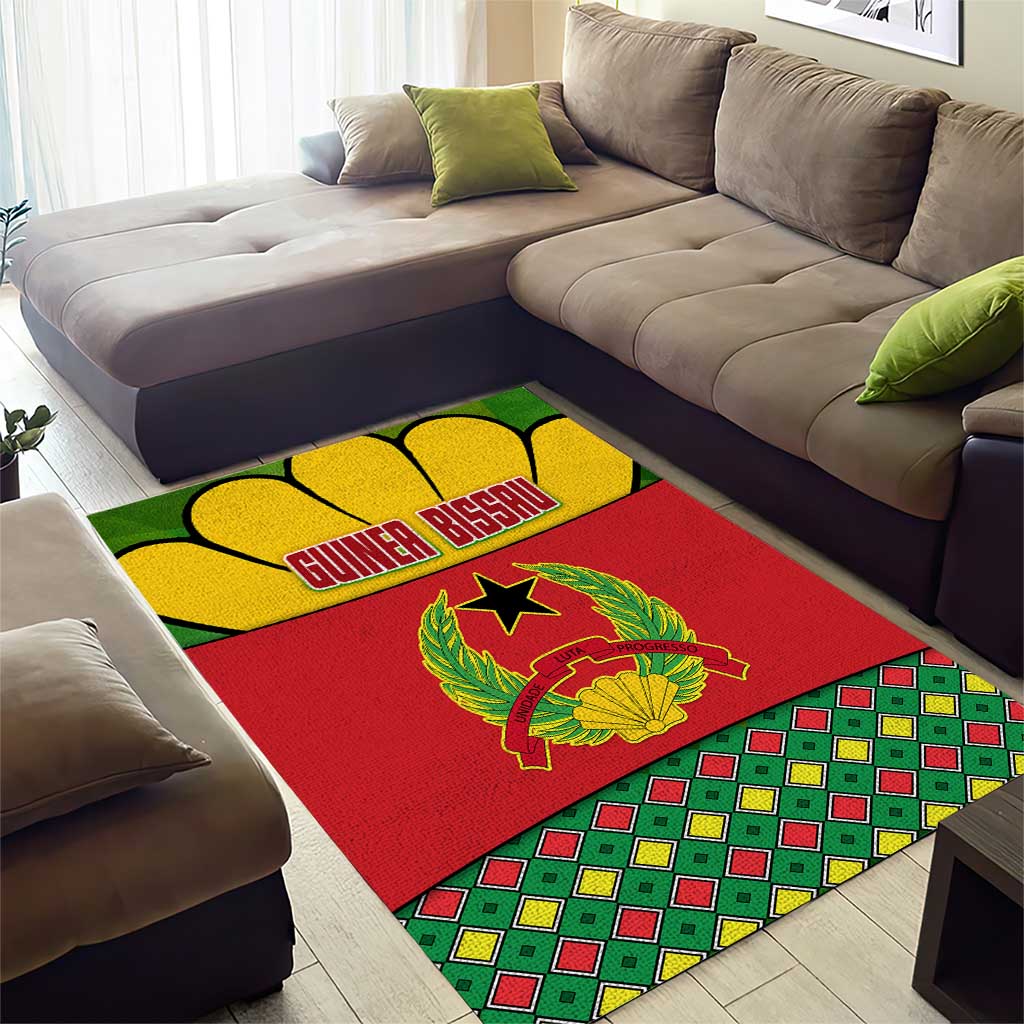 Guinea Bissau Area Rug Red Yellow Green Geometric - African Pride