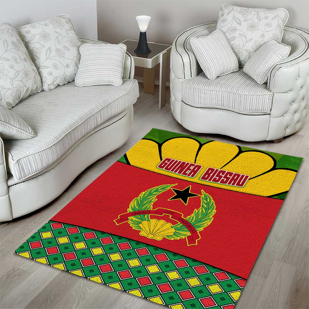 Guinea Bissau Area Rug Red Yellow Green Geometric - African Pride