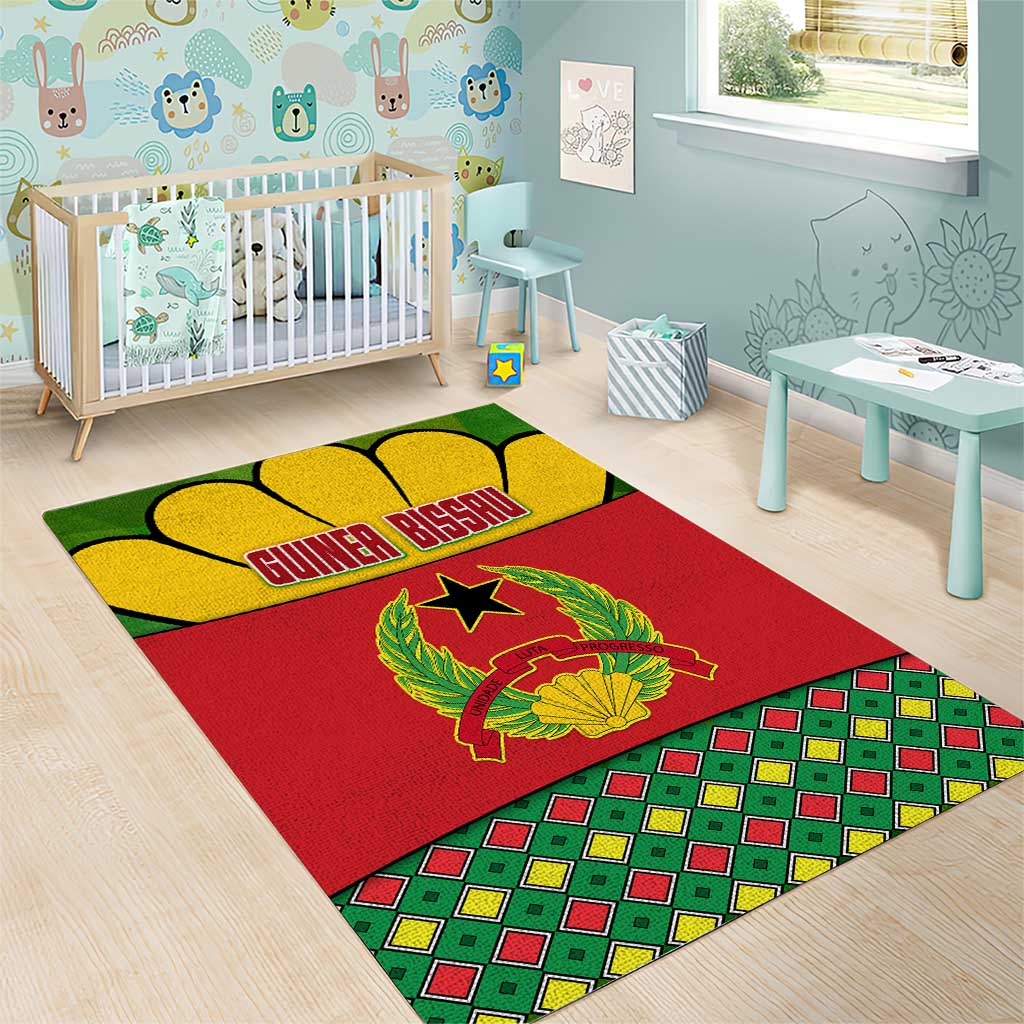 Guinea Bissau Area Rug Red Yellow Green Geometric - African Pride