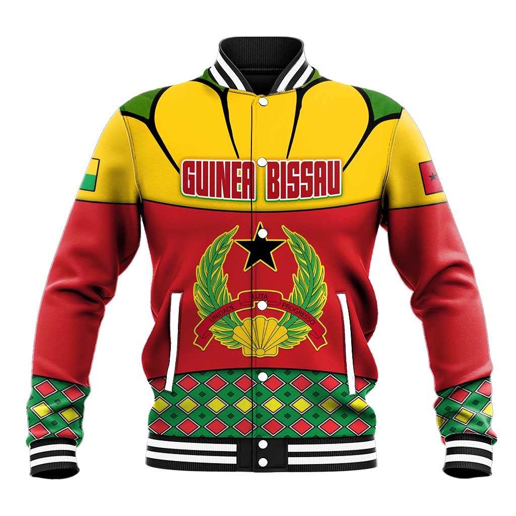 Guinea Bissau Baseball Jacket Red Yellow Green Geometric - African Pride