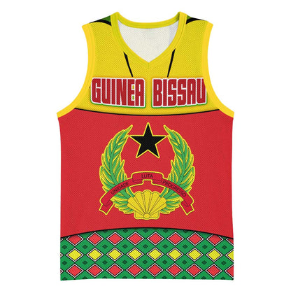 Guinea Bissau Basketball Jersey Red Yellow Green Geometric - African Pride