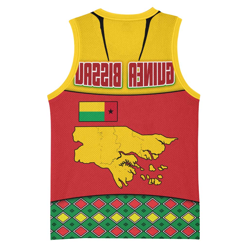 Guinea Bissau Basketball Jersey Red Yellow Green Geometric - African Pride