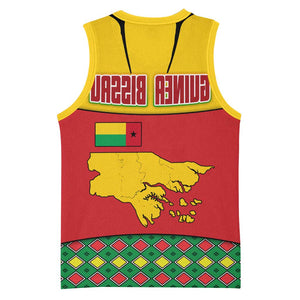 Guinea Bissau Basketball Jersey Red Yellow Green Geometric - African Pride