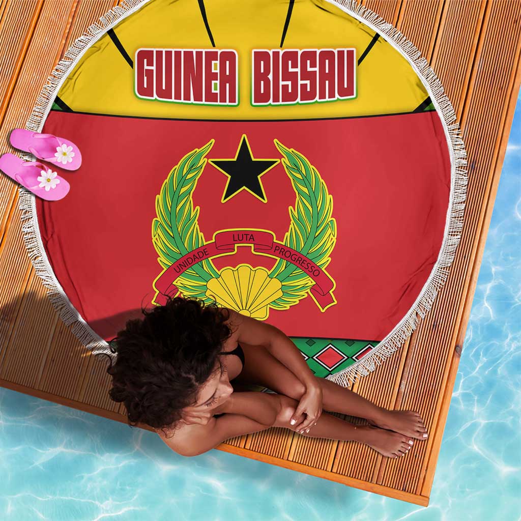 Guinea Bissau Beach Blanket Red Yellow Green Geometric - African Pride