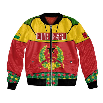 Guinea Bissau Bomber Jacket Red Yellow Green Geometric - African Pride