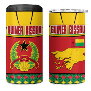 Guinea Bissau 4 in 1 Can Cooler Tumbler Red Yellow Green Geometric - African Pride