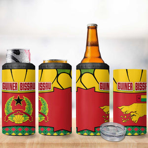 Guinea Bissau 4 in 1 Can Cooler Tumbler Red Yellow Green Geometric - African Pride