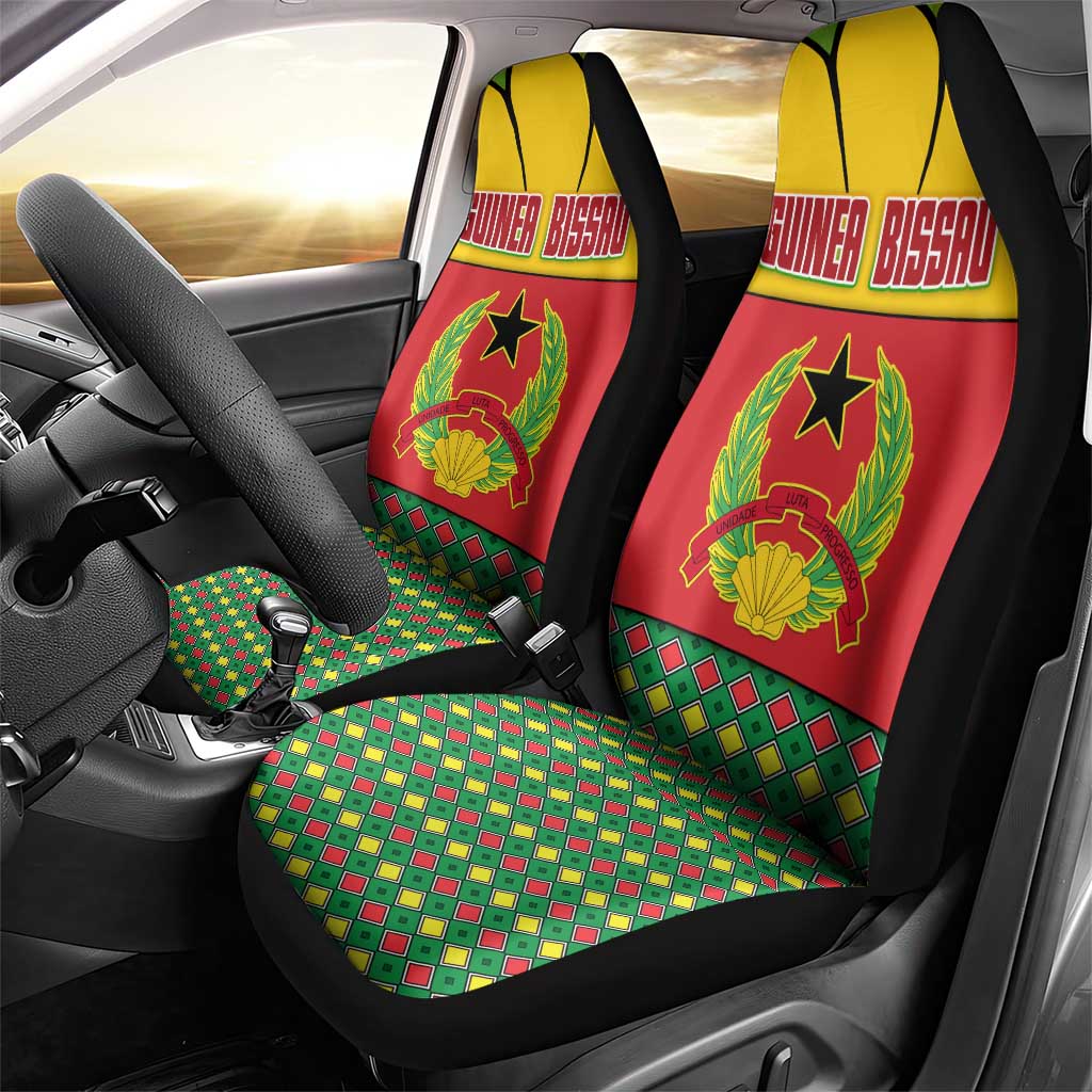Guinea Bissau Car Seat Cover Red Yellow Green Geometric - African Pride