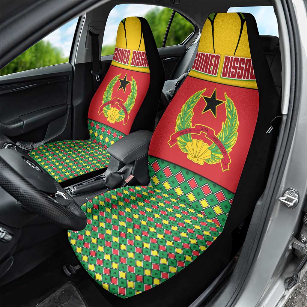 Guinea Bissau Car Seat Cover Red Yellow Green Geometric - African Pride