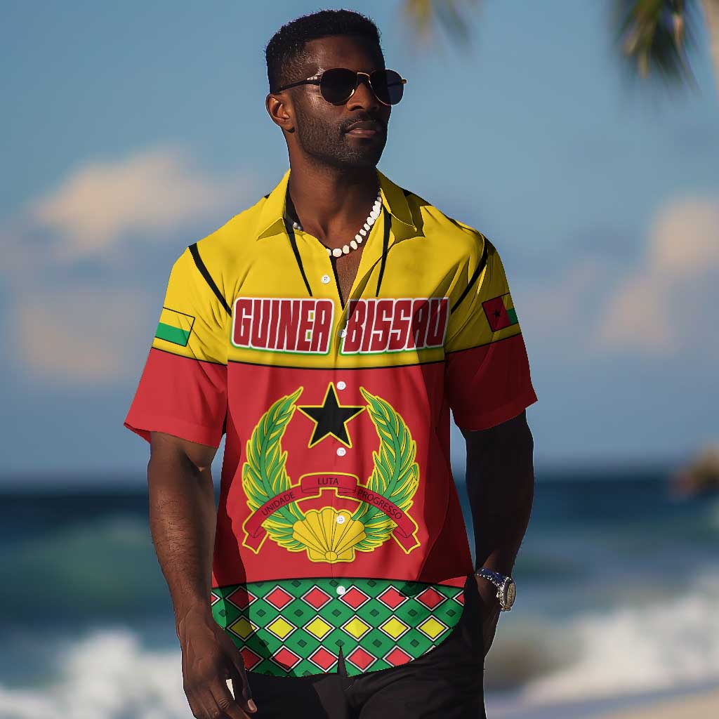 Guinea Bissau Hawaiian Shirt Red Yellow Green Geometric - African Pride