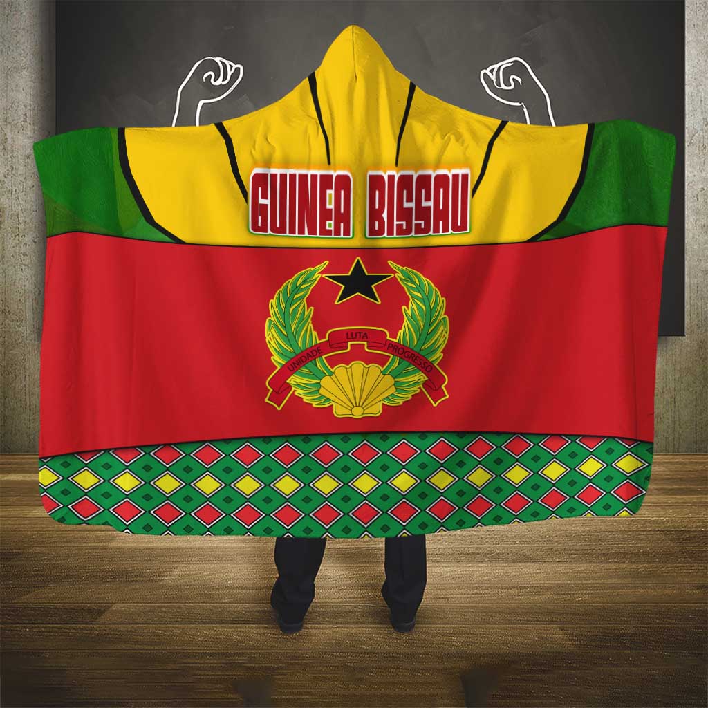 Guinea Bissau Hooded Blanket Red Yellow Green Geometric - African Pride