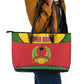 Guinea Bissau Leather Tote Bag Red Yellow Green Geometric - African Pride