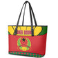 Guinea Bissau Leather Tote Bag Red Yellow Green Geometric - African Pride