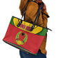 Guinea Bissau Leather Tote Bag Red Yellow Green Geometric - African Pride