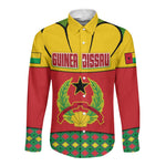 Guinea Bissau Long Sleeve Button Shirt Red Yellow Green Geometric - African Pride