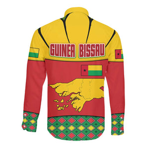 Guinea Bissau Long Sleeve Button Shirt Red Yellow Green Geometric - African Pride