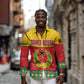Guinea Bissau Long Sleeve Button Shirt Red Yellow Green Geometric - African Pride