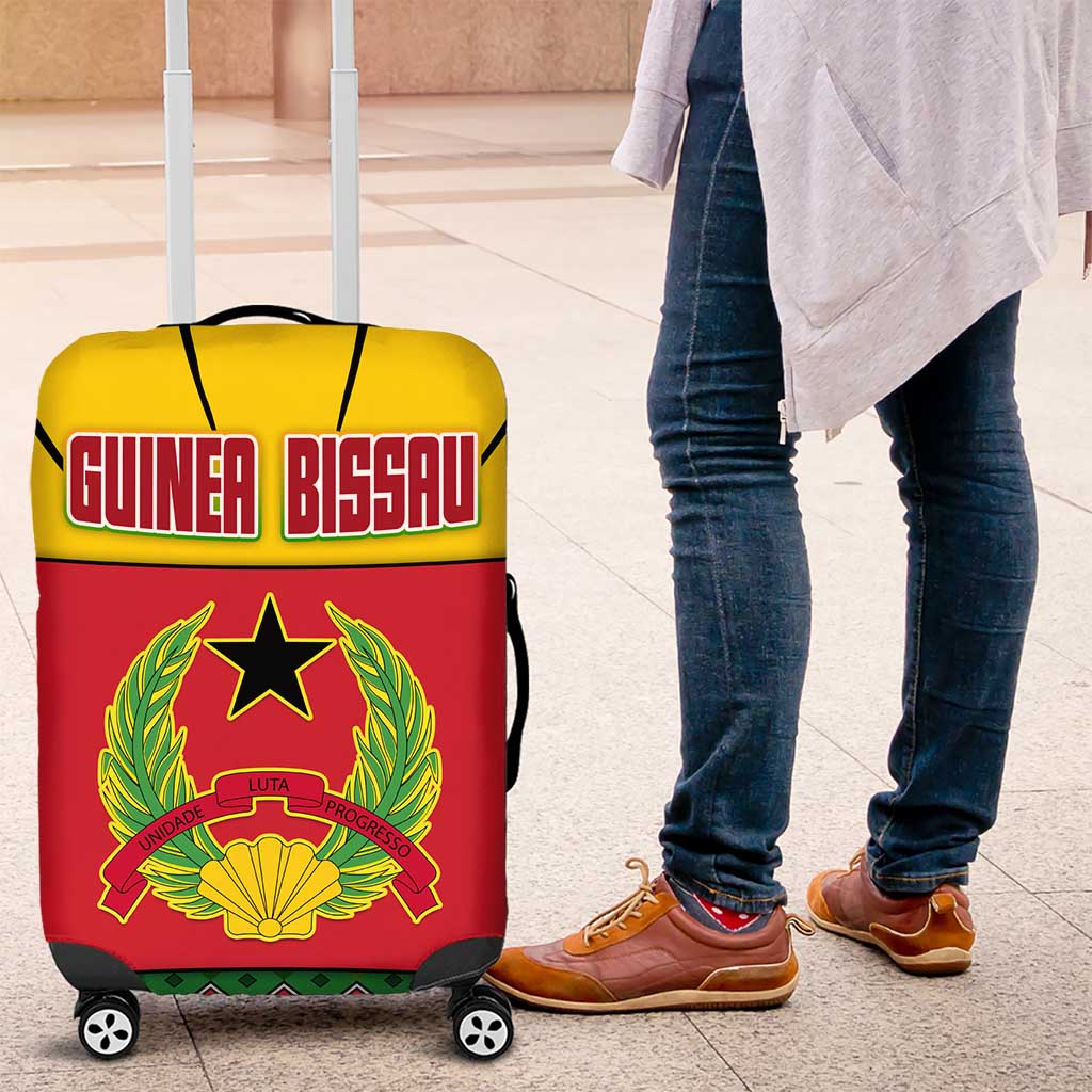 Guinea Bissau Luggage Cover Red Yellow Green Geometric - African Pride