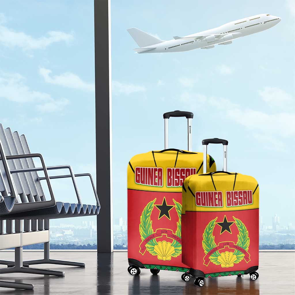 Guinea Bissau Luggage Cover Red Yellow Green Geometric - African Pride
