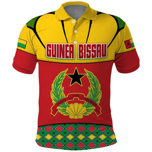 Guinea Bissau Polo Shirt Red Yellow Green Geometric - African Pride