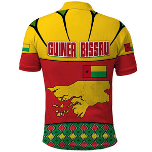 Guinea Bissau Polo Shirt Red Yellow Green Geometric - African Pride