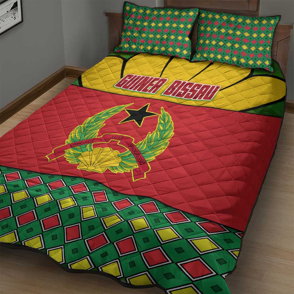 Guinea Bissau Quilt Bed Set Red Yellow Green Geometric - African Pride