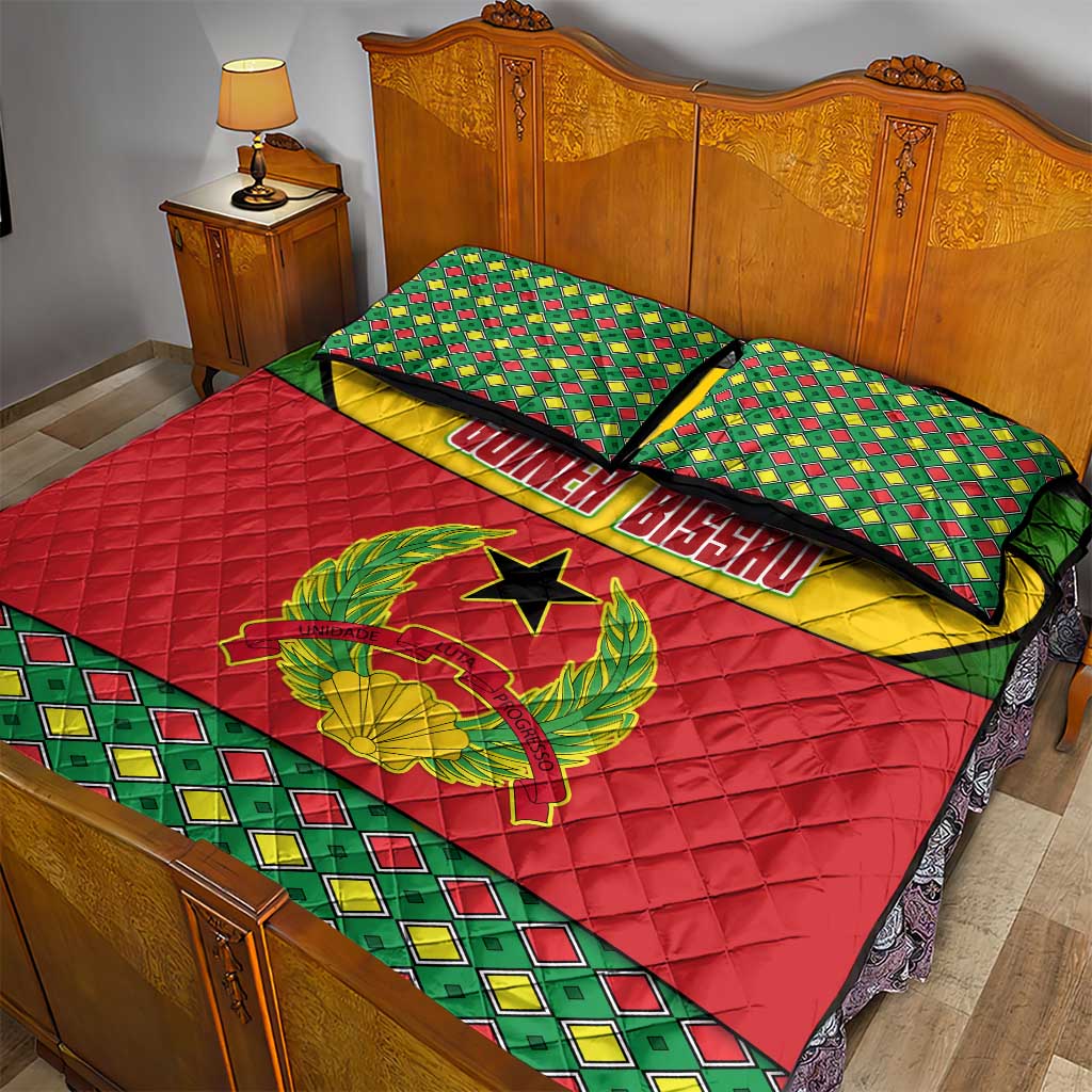 Guinea Bissau Quilt Bed Set Red Yellow Green Geometric - African Pride