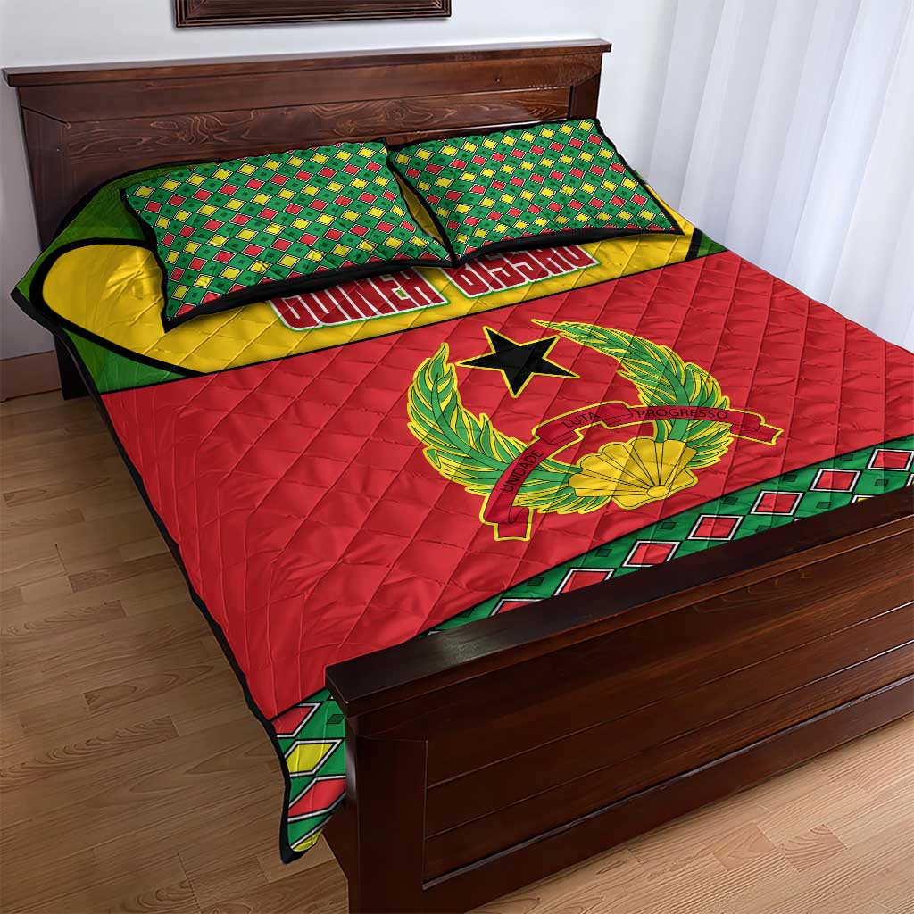 Guinea Bissau Quilt Bed Set Red Yellow Green Geometric - African Pride