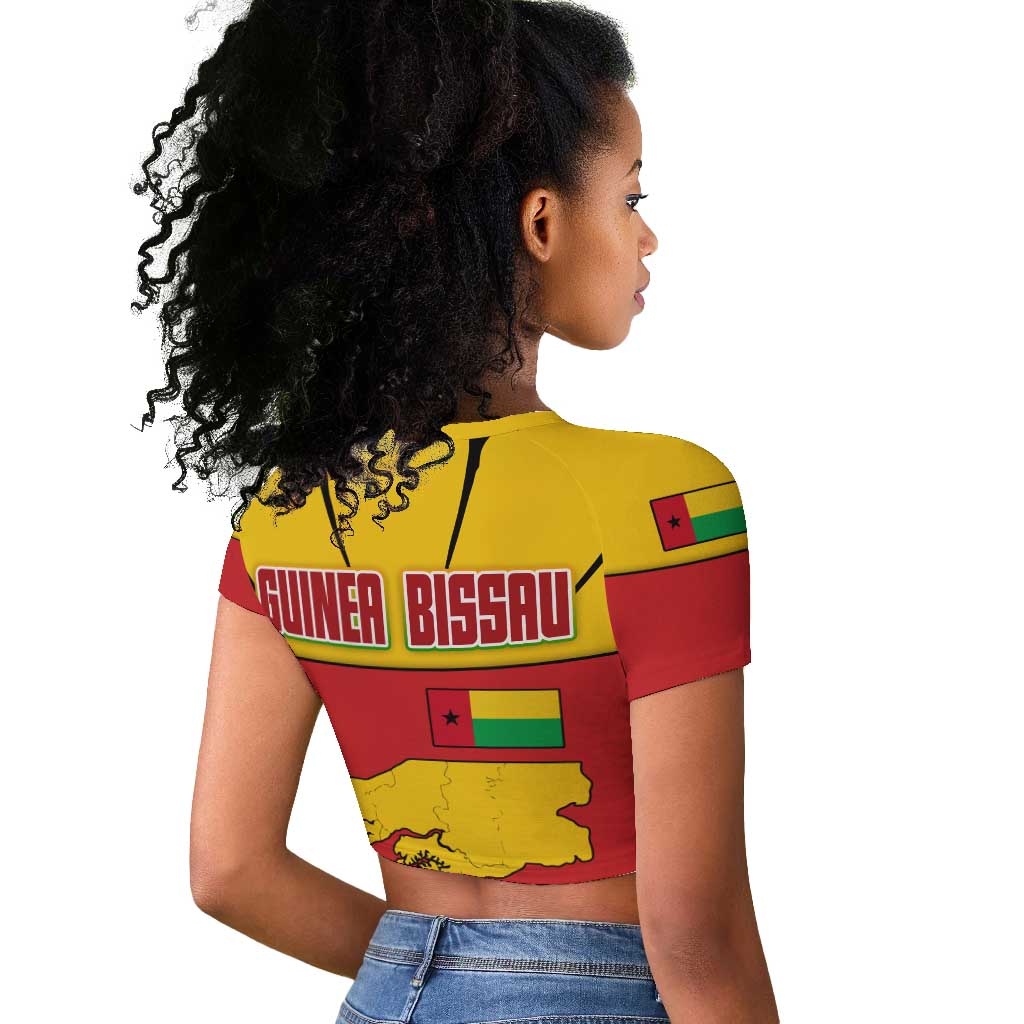 Guinea Bissau Raglan Cropped T shirt Red Yellow Green Geometric - African Pride