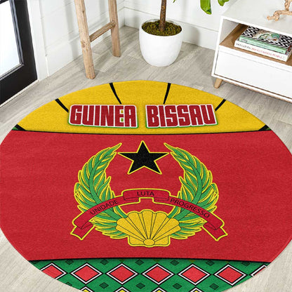 Guinea Bissau Round Carpet Red Yellow Green Geometric - African Pride
