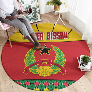 Guinea Bissau Round Carpet Red Yellow Green Geometric - African Pride