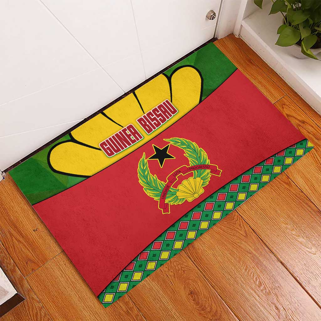 Guinea Bissau Rubber Doormat Red Yellow Green Geometric - African Pride