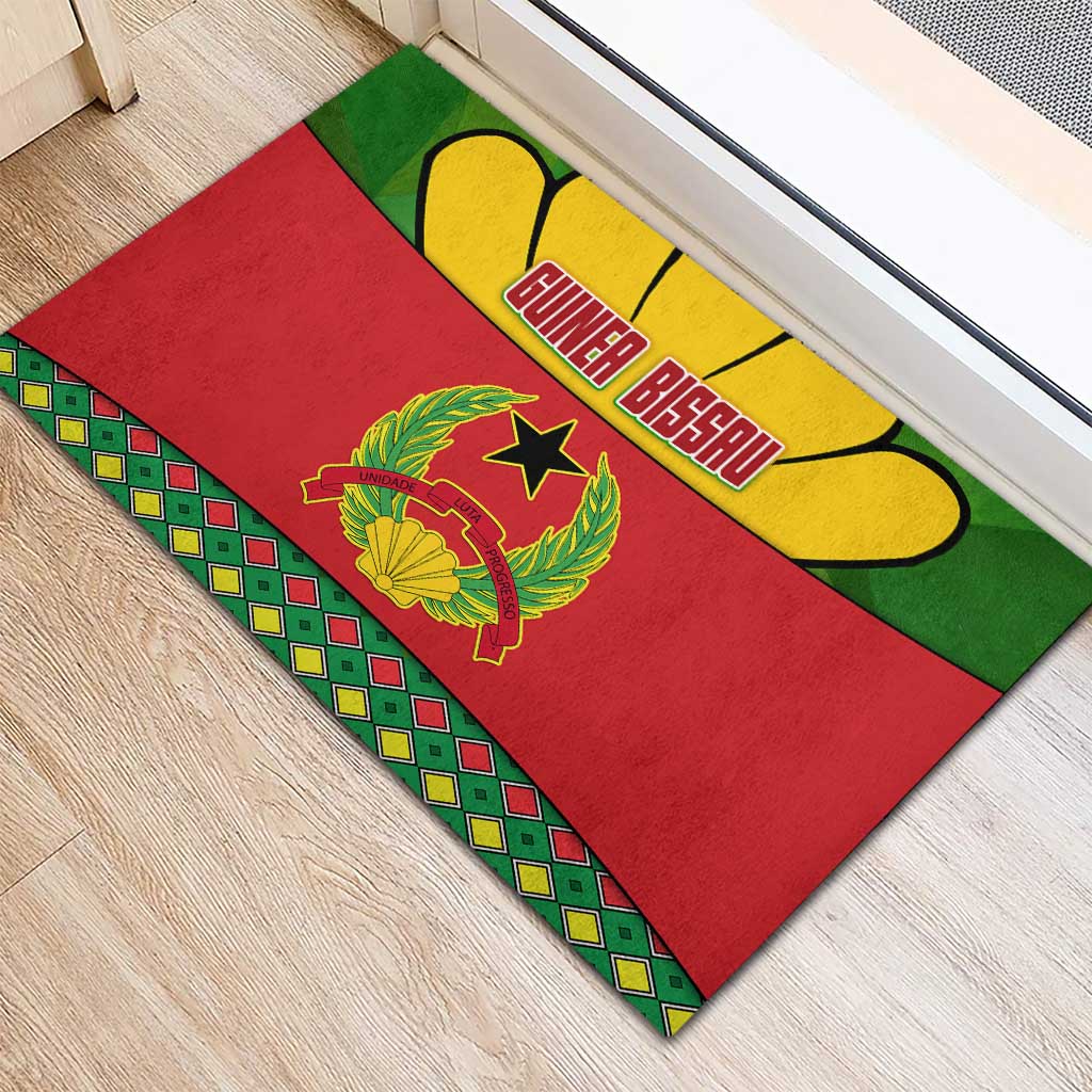 Guinea Bissau Rubber Doormat Red Yellow Green Geometric - African Pride