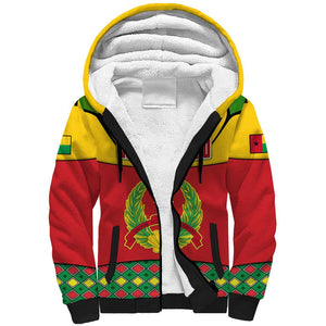 Guinea Bissau Sherpa Hoodie Red Yellow Green Geometric - African Pride
