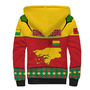 Guinea Bissau Sherpa Hoodie Red Yellow Green Geometric - African Pride