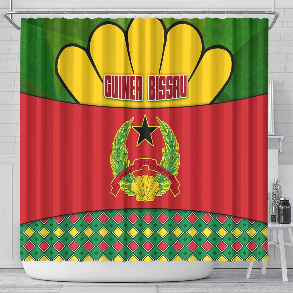 Guinea Bissau Shower Curtain Red Yellow Green Geometric - African Pride