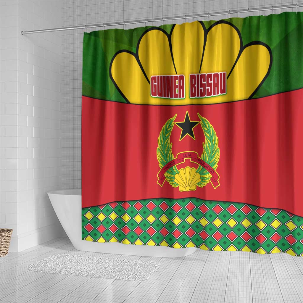 Guinea Bissau Shower Curtain Red Yellow Green Geometric - African Pride