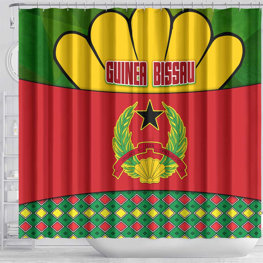 Guinea Bissau Shower Curtain Red Yellow Green Geometric - African Pride