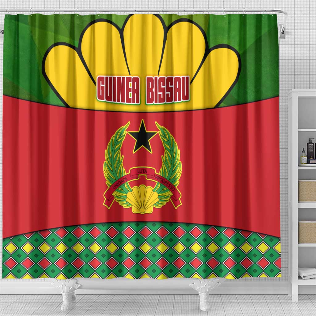 Guinea Bissau Shower Curtain Red Yellow Green Geometric - African Pride