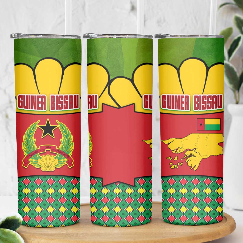 Guinea Bissau Skinny Tumbler Red Yellow Green Geometric - African Pride