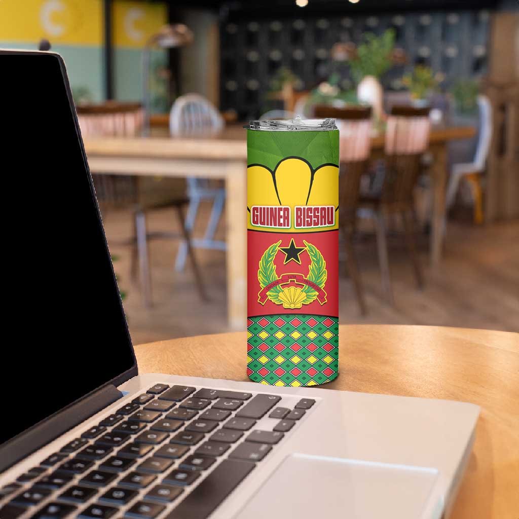 Guinea Bissau Skinny Tumbler Red Yellow Green Geometric - African Pride