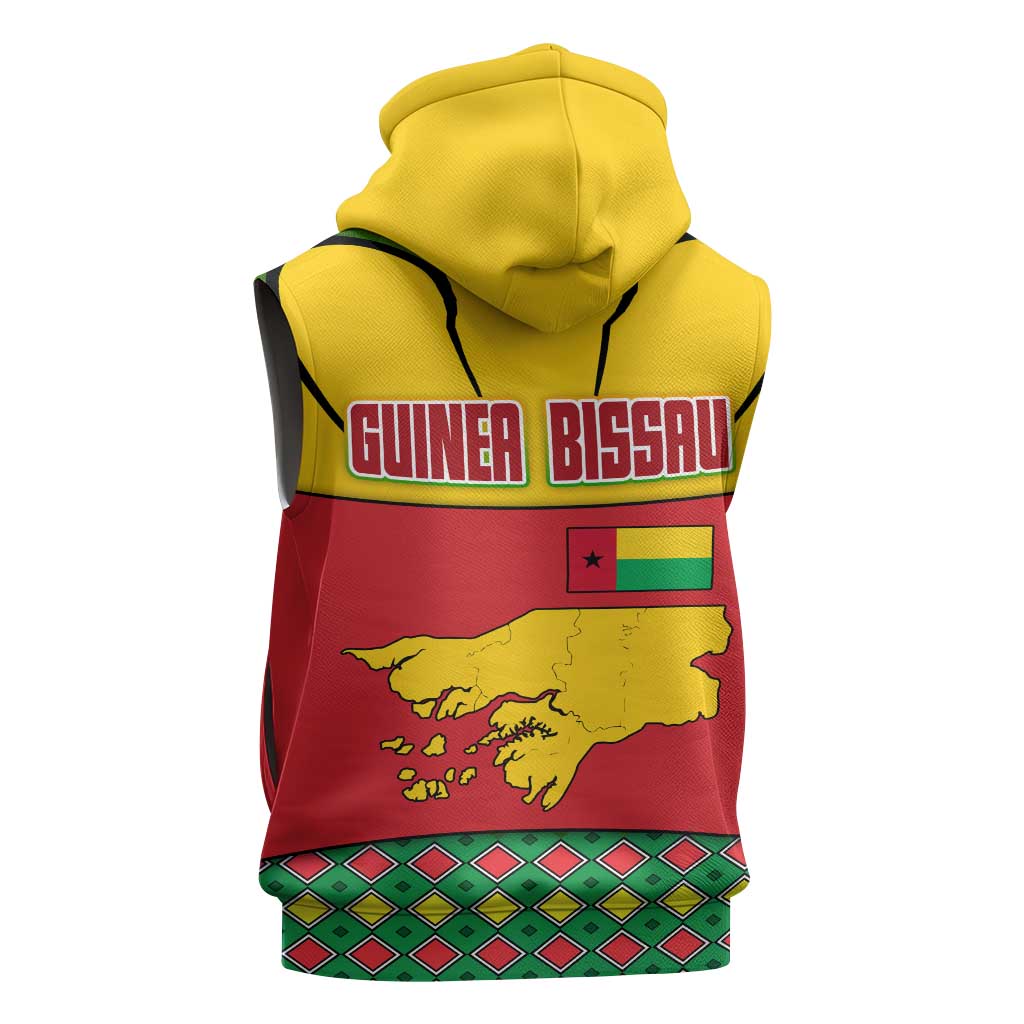 Guinea Bissau Sleeveless Zip Hoodie Red Yellow Green Geometric - African Pride