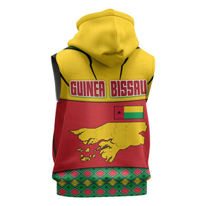 Guinea Bissau Sleeveless Zip Hoodie Red Yellow Green Geometric - African Pride
