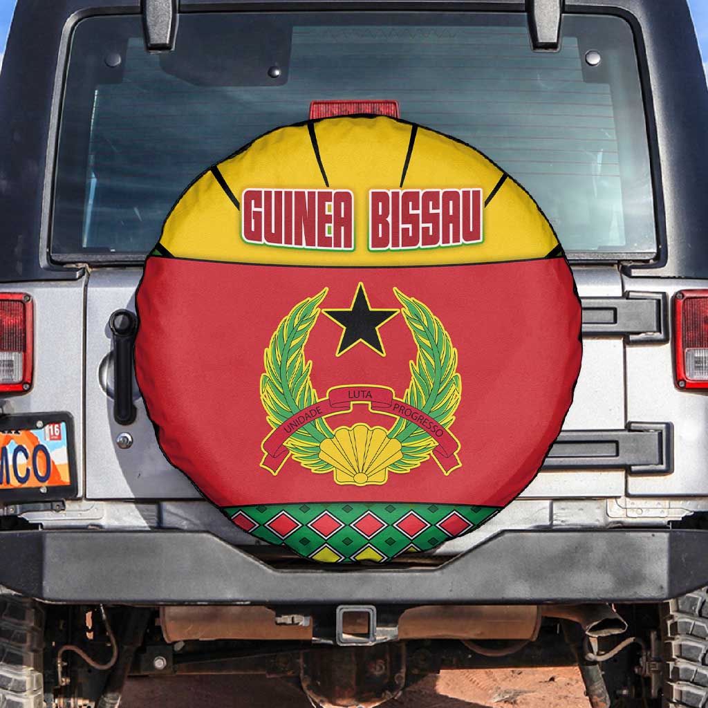 Guinea Bissau Spare Tire Cover Red Yellow Green Geometric - African Pride
